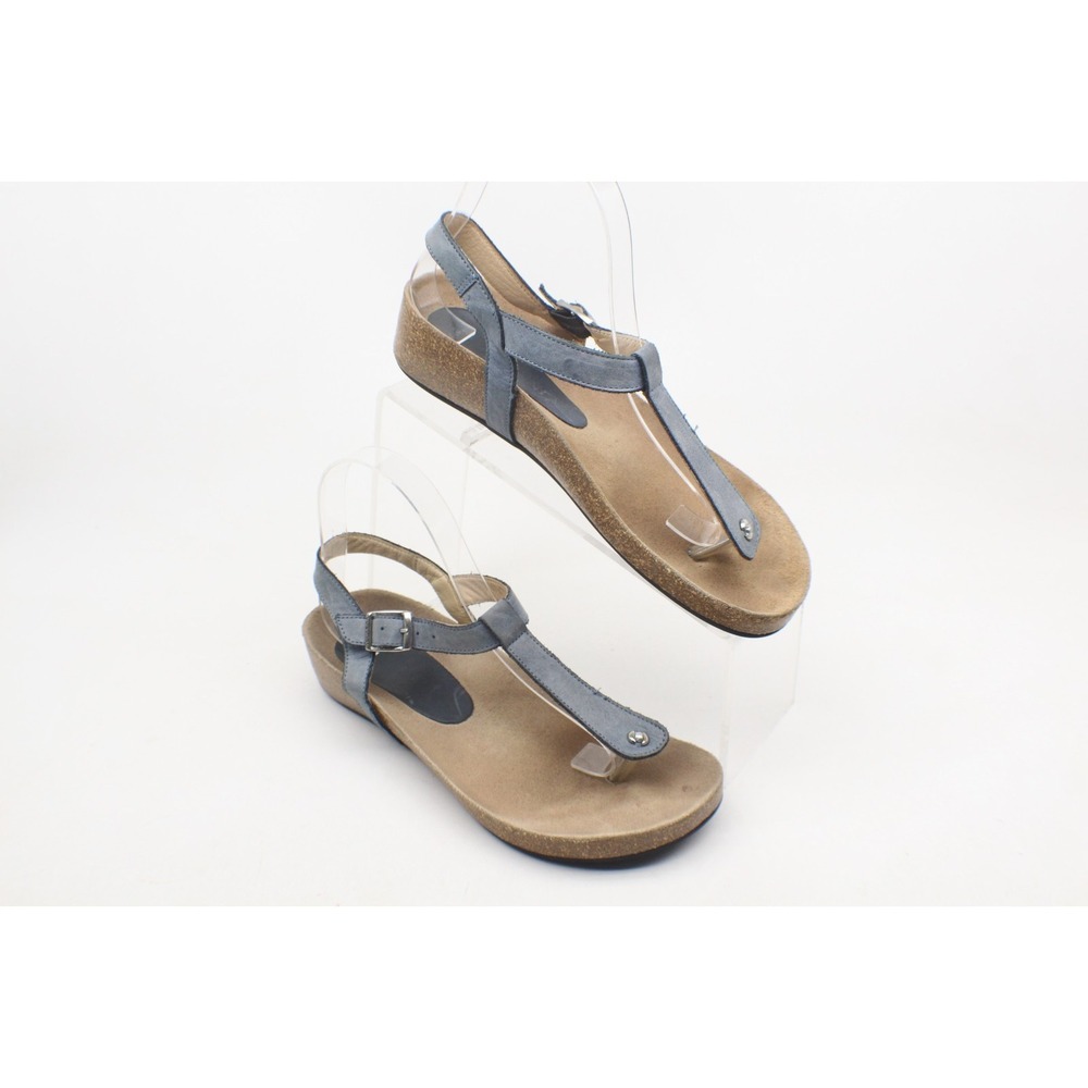 Cordani  Toe Post Cork Bed Wedge Sandals Pelle Blue Leather Size 38 EU 7.5-8 US